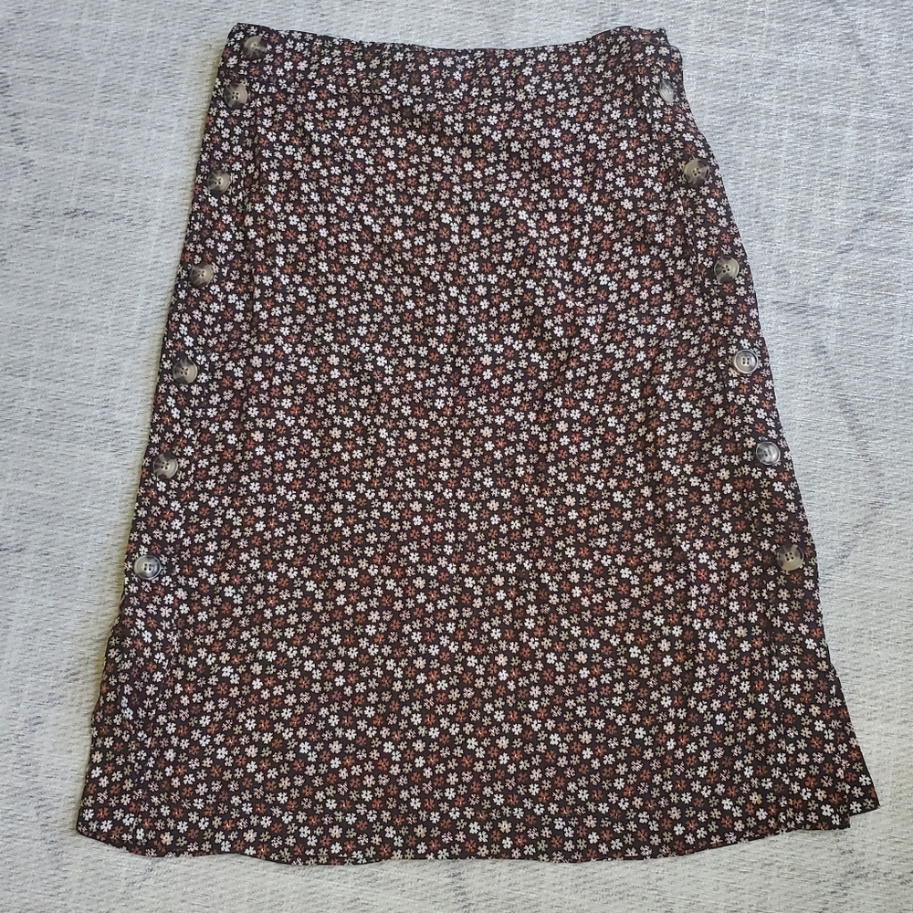 Madewell button side fall floral midi skirt size 0